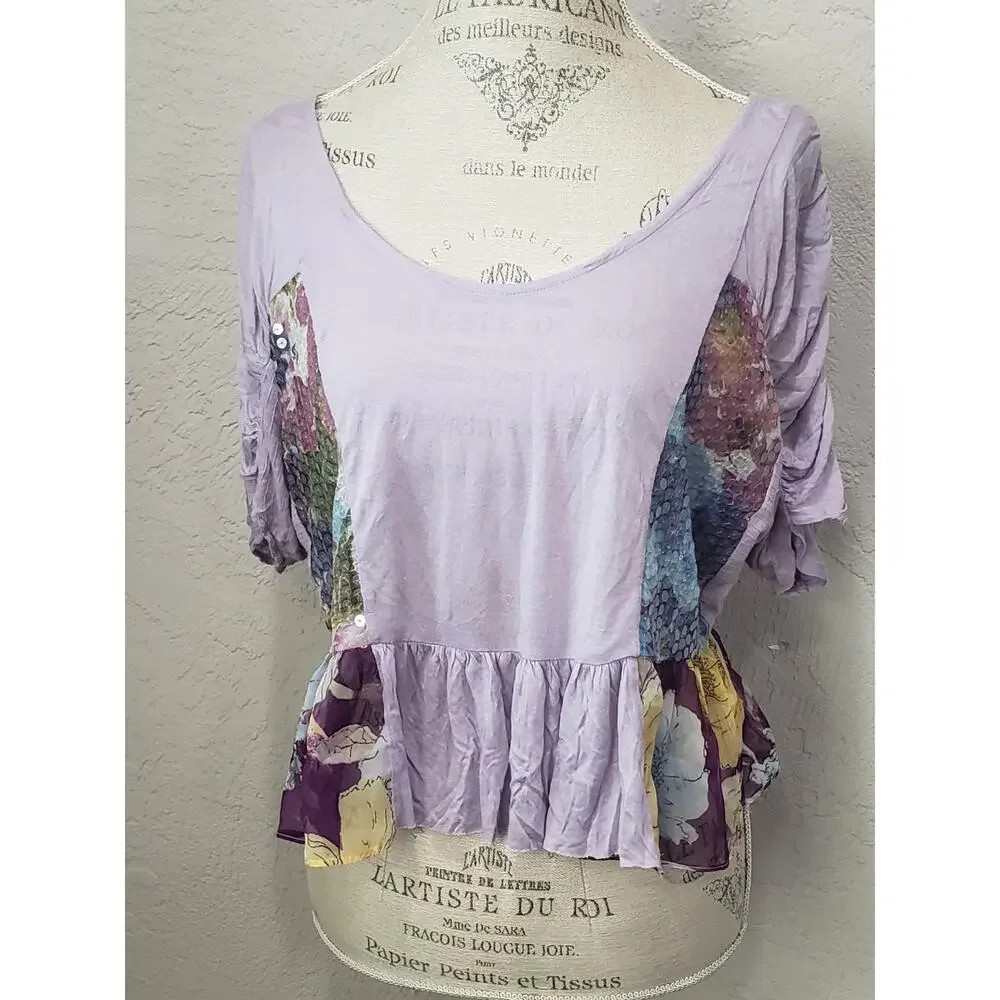 Free People Loose Fitting Sequin w. Floral Design Shirt | Size XS - Picture 11 of 11